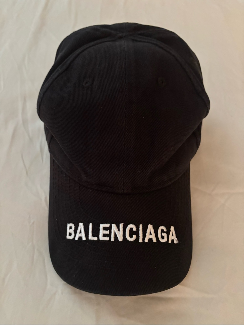 Balenciaga Black Baseball Cap with White Logo Embroidery
